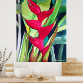 Poster Fleur d'aquarelle tropicale Heliconia (Cuisine)