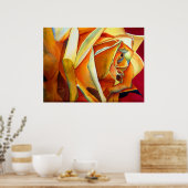 Poster Fleur d'art d'aquarelle rose jaune (Cuisine)