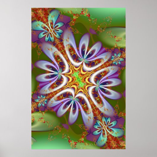 Poster Fleur d'art fractale (Devant)