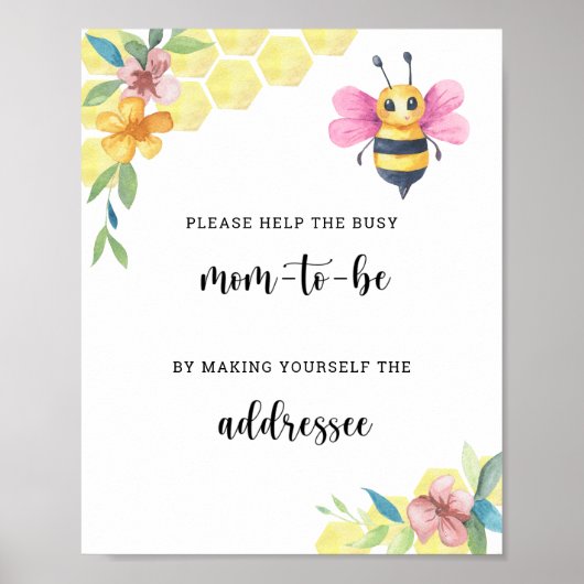 Poster Fleur de abeille - Aider la future maman occupée (Devant)