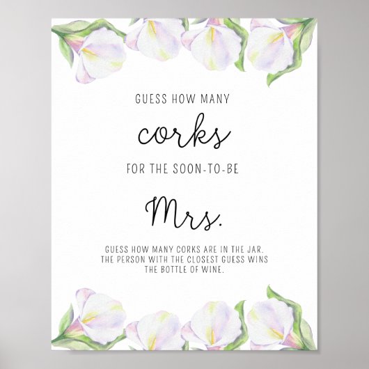 Poster Fleur de calla - Lancer de mariage Devinez combien (Devant)
