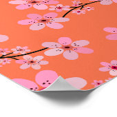 Poster Fleur de cerisier 10 orange et rose (Coin)