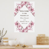 Poster Fleur de cerisier rose printemps. Bienvenue au mar (Cuisine)