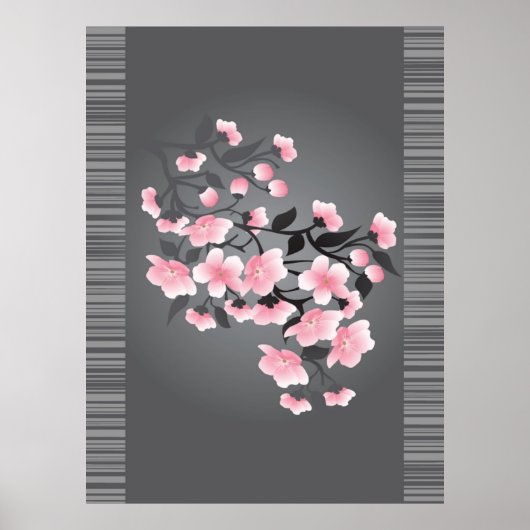 Poster Fleur de cerisiers (Sakura) sur un arrière - plan (Devant)
