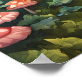 Poster Fleur de champignons magiques de la forêt enchanté (Coin)