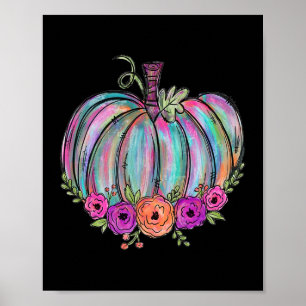 Poster Fleur de citrouille aquarelle Thanksgiving Hallowe