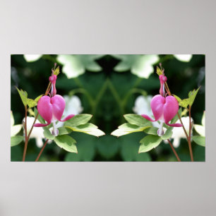 Poster Fleur de cœur saignant rose Miroir Abstrait