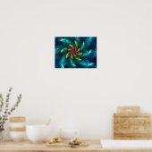 Poster Fleur de corail océanique Art fractal sarcelle et (Cuisine)