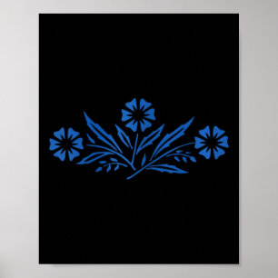 Poster Fleur de Corne bleu