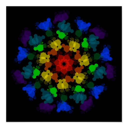 Poster Fleur de couleurs arc-en-ciel (Devant)