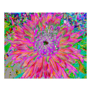 Poster Fleur de dahlia décorative abstraite arc-en-ciel c