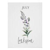 Poster Fleur de Delphinium Mois de Naissance Juillet (Devant)