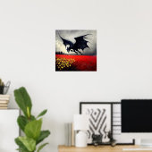 Poster Fleur de dragon foncé champ imaginaire encre art i (Bureau à domicile)