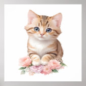 Poster Fleur de félins de fleur de chats mignons (Devant)