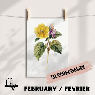Poster Fleur de février aquarelle botanique primevère