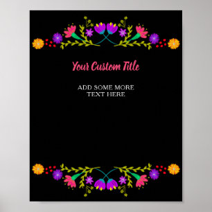 Poster Fleur de Fiesta mexicaine Texte personnalisé