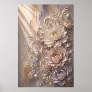 Poster Fleur de givre de lavande élégante Flo en relief