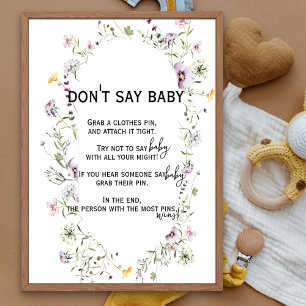 Poster Fleur de jardin sauvage thème Shhh Don't Say Baby