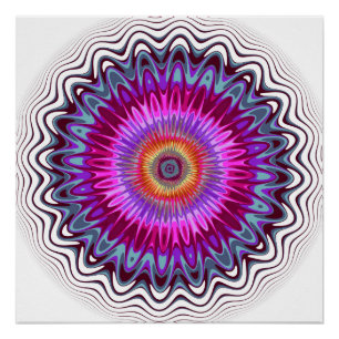 Poster Fleur de kaléidoscope multicolore