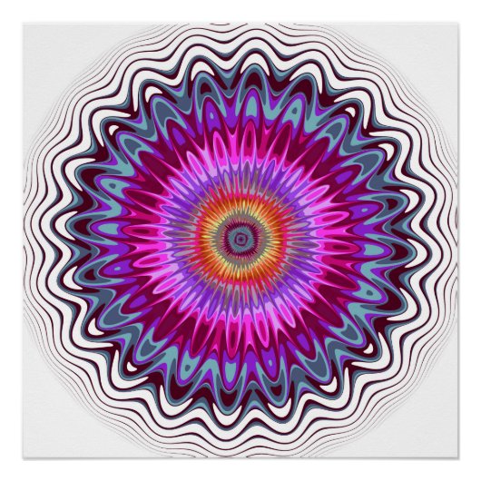 Poster Fleur de kaléidoscope multicolore (Devant)