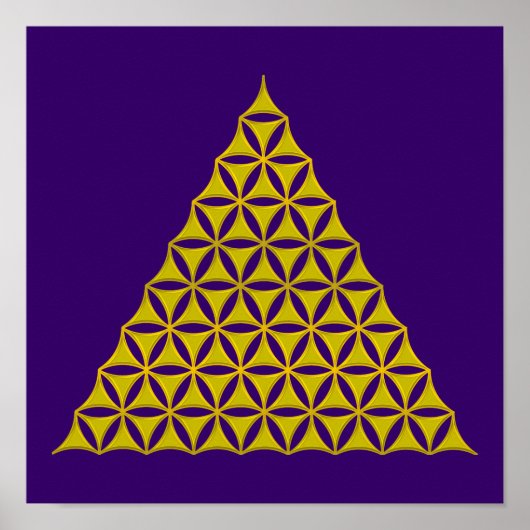 Poster Fleur de la vie / Blume des Lebens - or pyramide (Devant)