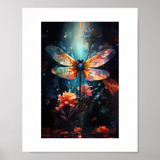 Poster Fleur de libellules - Verre tendu (Devant)