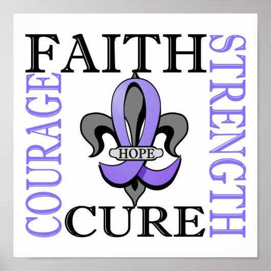 Poster Fleur De Lis 3 Cancer De L'Esophage (Devant)