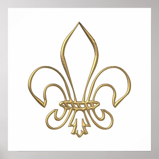Poster Fleur de lis "3-D" d'or (Devant)