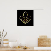 Poster Fleur de lis "3-D" d'or (Cuisine)