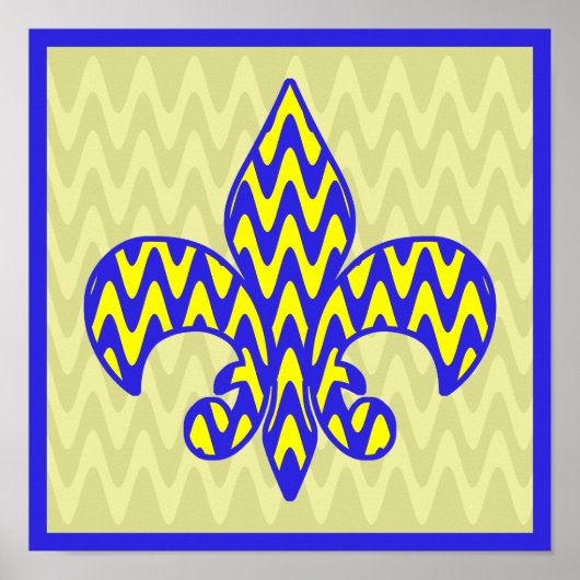 Poster Fleur de lis bleu et jaune (Devant)