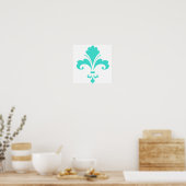 Poster Fleur de lis bleu turquoise (Cuisine)