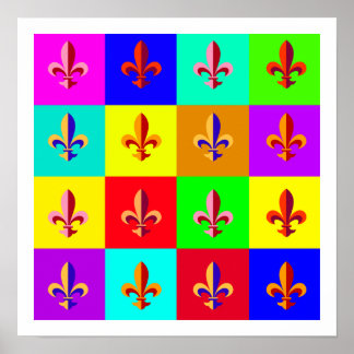 Poster Fleur de lis coloré