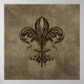 Poster Fleur de lis Sepia vintage (Devant)
