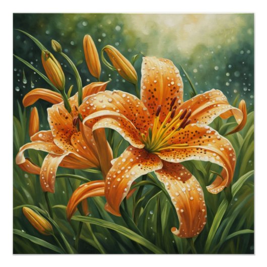 Poster Fleur de lis tigré (Devant)
