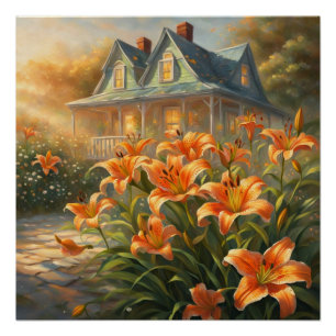 Poster Fleur de lis tigré