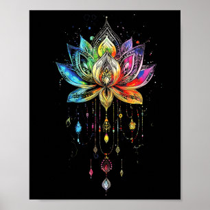 Poster Fleur de Lotus Arc-en-ciel Bohème Yoga Fleur de Lo