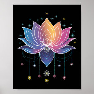 Poster Fleur de lotus arc-en-ciel bohème Yoga Fleur de lo