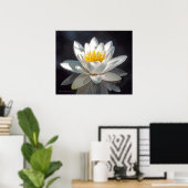 POSTER FLEUR DE LOTUS BLANC ET REFLET (Bureau à domicile)