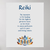 Poster Fleur de lotus bleu Reiki/or (Devant)