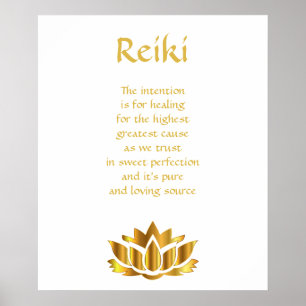 Poster Fleur de Lotus d'or de Reiki