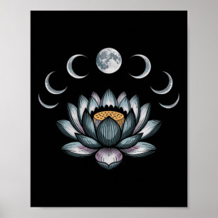 Poster Fleur de Lotus Phases Lunaires Zen Amoureux de Yog