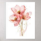 Poster Fleur de lotus rose Nymphéa Aquarelle Éthérée (Devant)