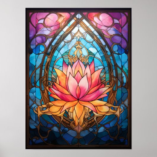 Poster Fleur de Lotus Vitrail Sérène Botanica (Devant)