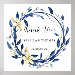 Poster Fleur de lys bleu aquarelle élégante Floral Botani