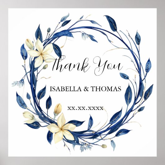 Poster Fleur de lys bleu aquarelle élégante Floral Botani (Devant)