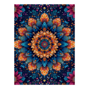 Poster Fleur de mandala Style d'art numérique-23907