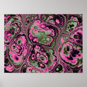 Poster Fleur de marbre rose et sauge