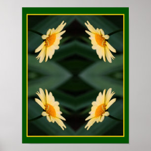 Poster Fleur de marguerite jaune gros Abstrait