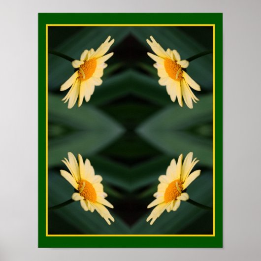 Poster Fleur de marguerite jaune gros Abstrait (Devant)