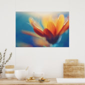 Poster Fleur de Marigold jaune orange sur bleu (Cuisine)